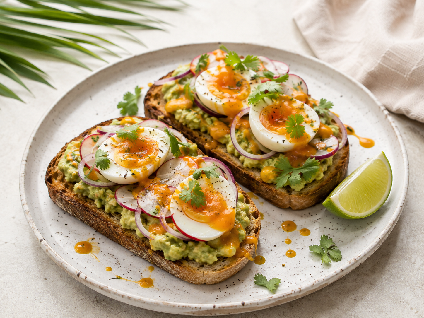 Zuurdesem toast met avocado en zachtgekookt ei